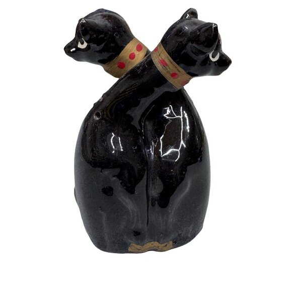 Shafford Other - Vintage Black Cat Ceramic Salt & Pepper Joined Shakers Double-Sided Mid-Century